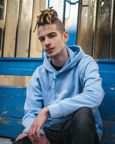 Logo Print Hoodie .skyblue (Men)